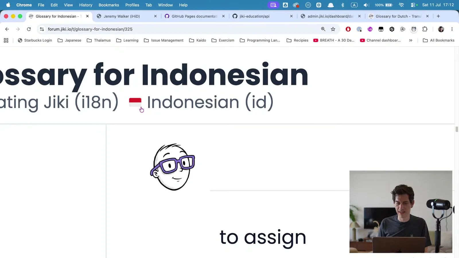 The Glossary for Indonesian topic on the forum, now showing the correct Indonesian flag.