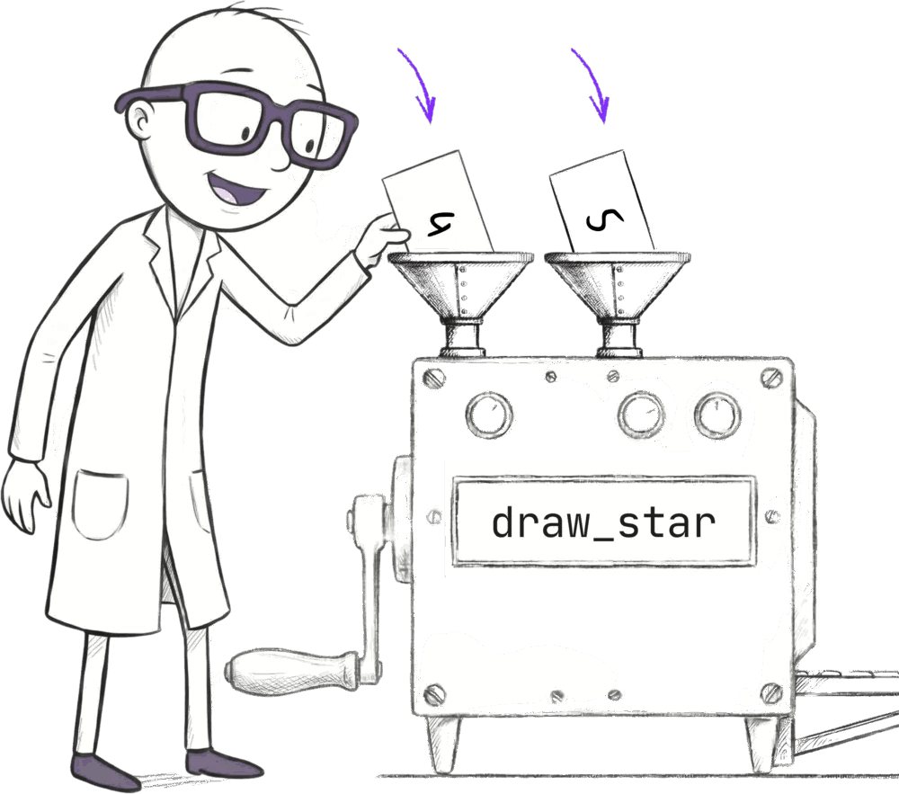The drawStar machine with two input slots, taking two separate values