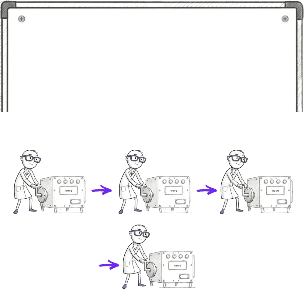 Jiki using the move machine four times in a row, one after another