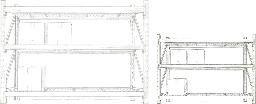 Jiki's main set of shelves alongside a new smaller set of shelves created by a curly bracket
