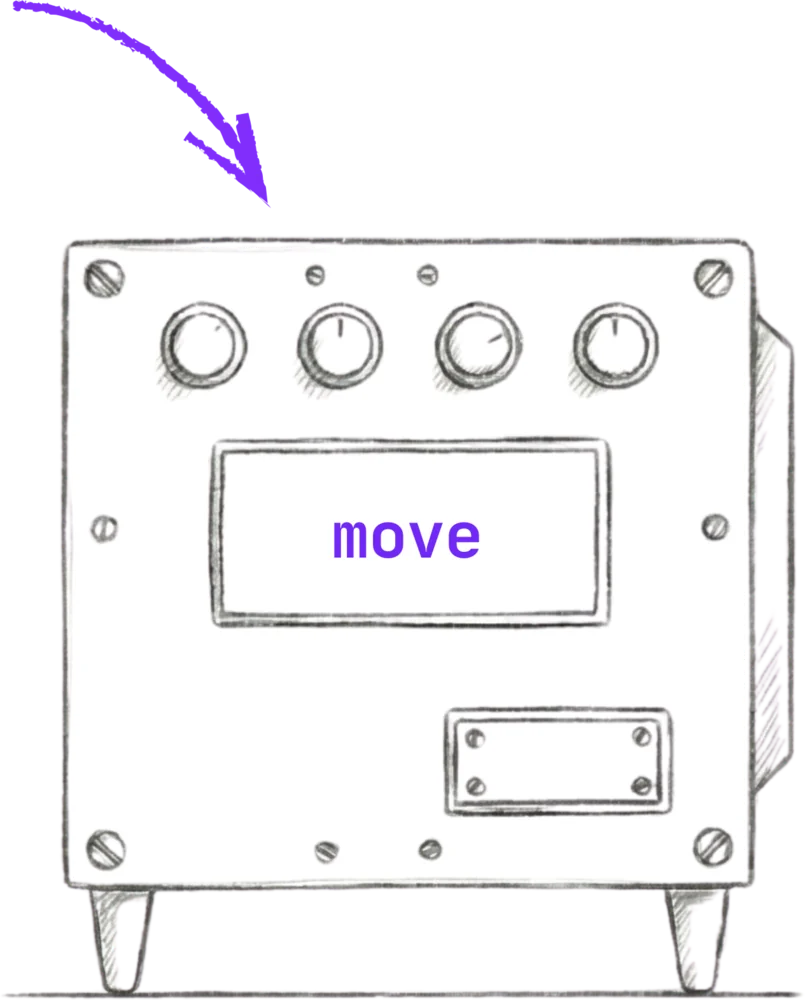 The move machine, a plain box with no input slots