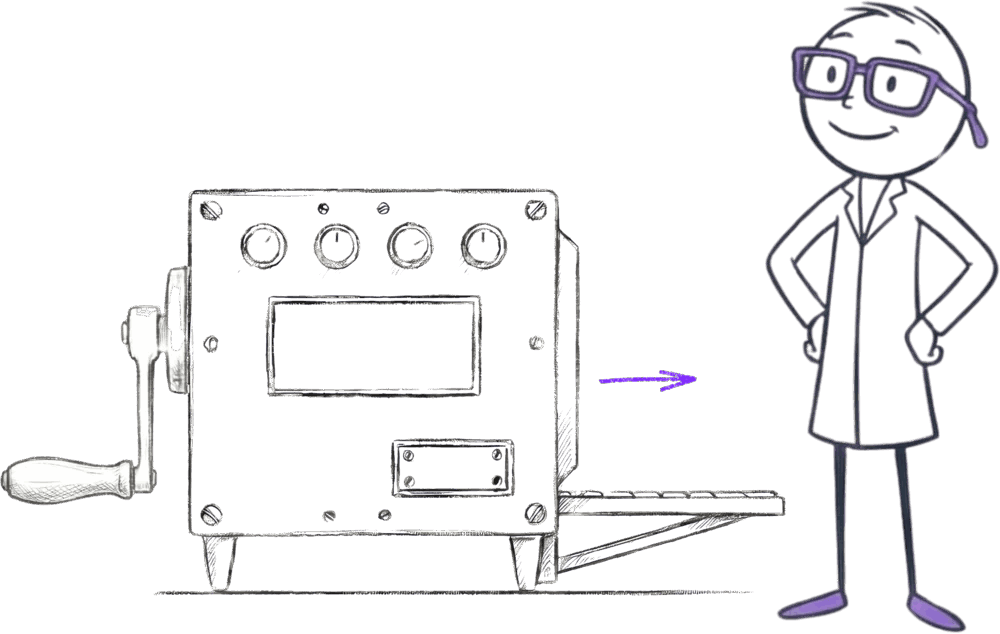 A machine with an output chute on its side, ready to send a value back out to Jiki